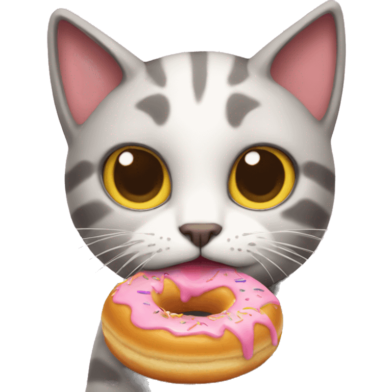 Cat eating donut emoji