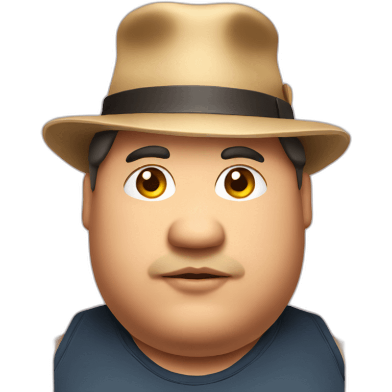 Fat man with tiny hat emoji