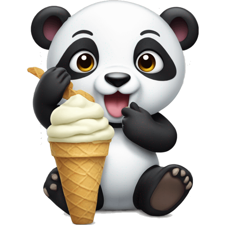 Panda eating ice cream emoji