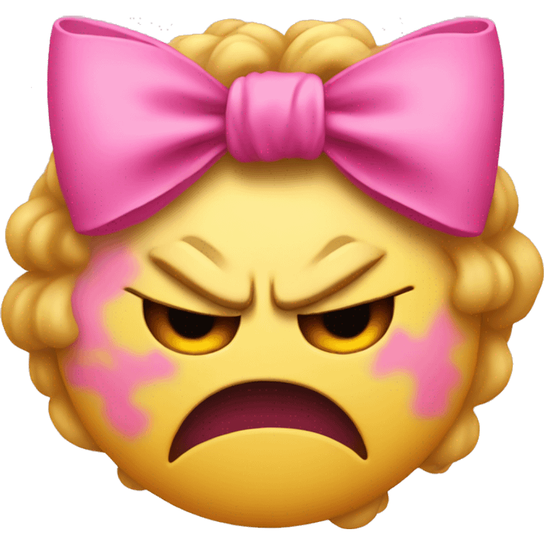 Angry emoji with a pink bow on top  emoji