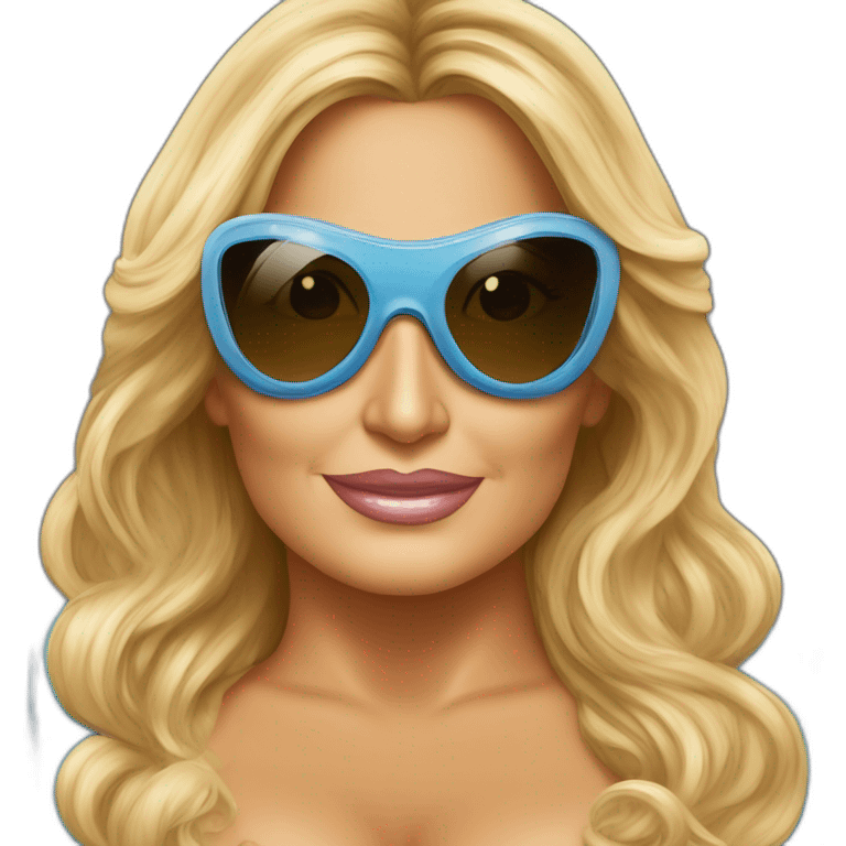 Jennifer Coolidge wearing tanning UV goggles emoji