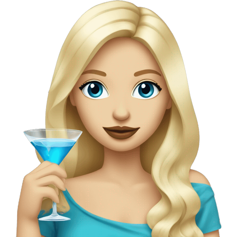 attractive blonde hair blue eyes girl drinking martini emoji