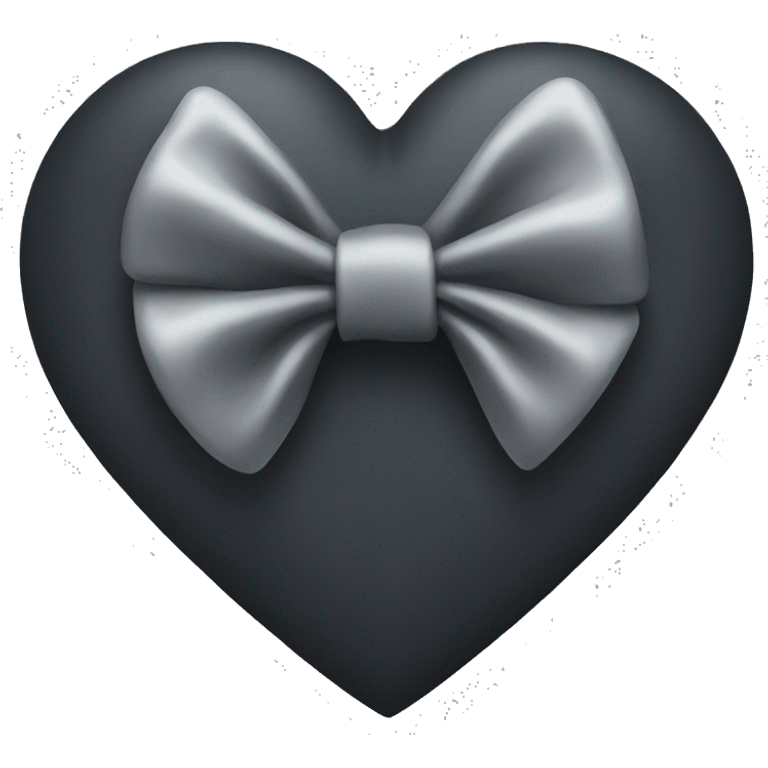 Black heart with big grey bow emoji