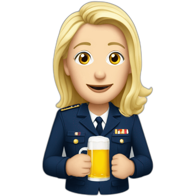 Marine Lepen buvant une bière emoji