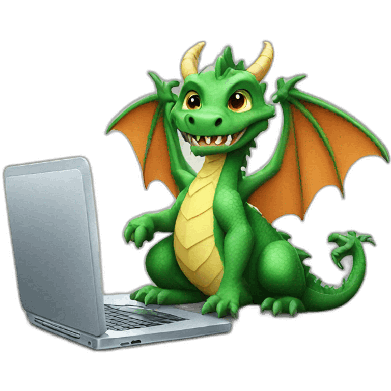 dragon holding up laptop screen emoji