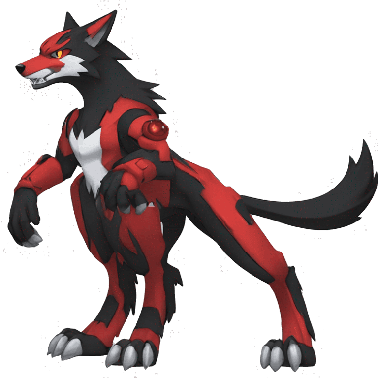  Cool Edgy Black Red Digimon-Fakemon-Wolf full body emoji