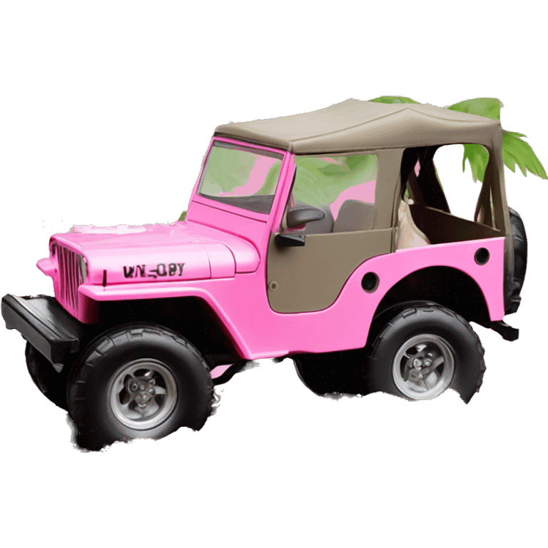 jungle tour Barbie 1963 Willy’s pearly pink cj  jeep in the mud emoji