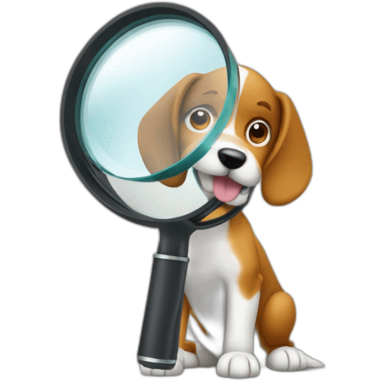 dog searching with a magnifier glass emoji