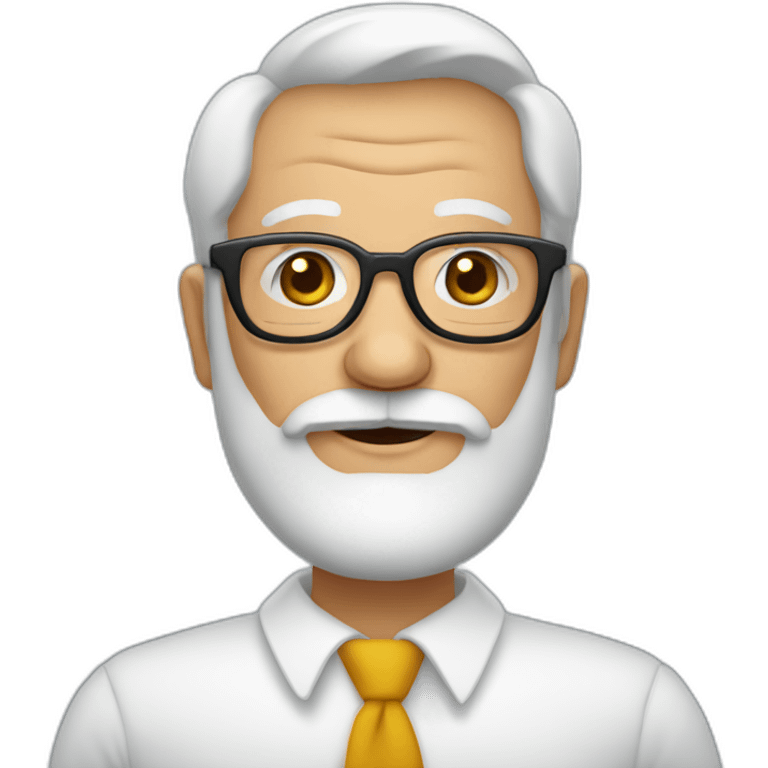 abuelo de barba entera muy corta y lentes redondos emoji