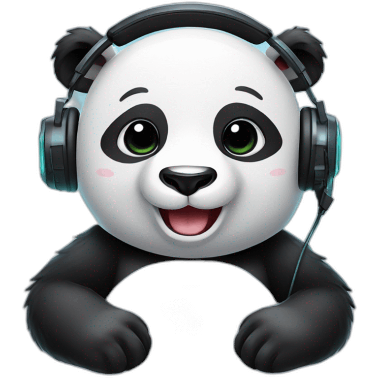 Smiling Panda playing eSport avec un casque eSport  emoji