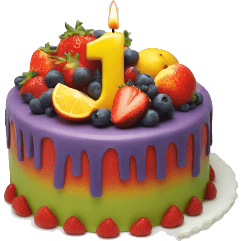 10th birthday candle on fruits cake emoji