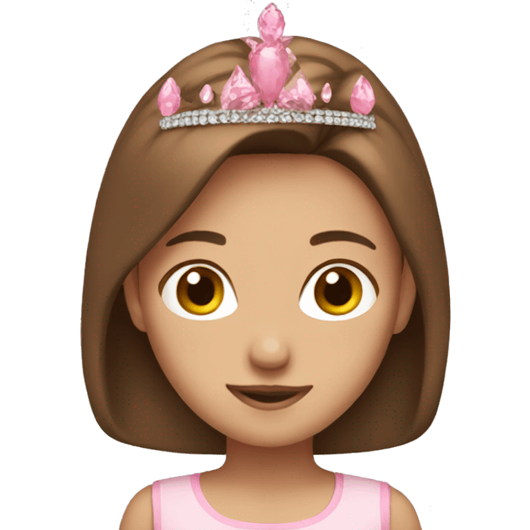 Girl with brown hair pink tiara emoji emoji