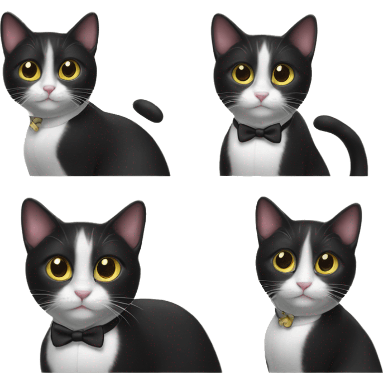 Three tuxedo cats  emoji