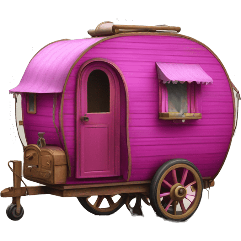 Realistic magenta vintage round gypsy caravan wagon camper emoji