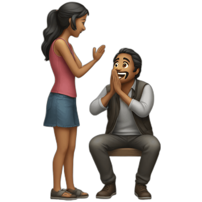 A man begging a girl emoji