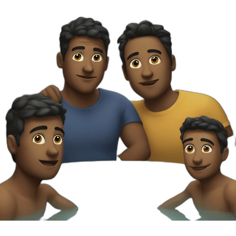 Four guys in a small wirpool emoji