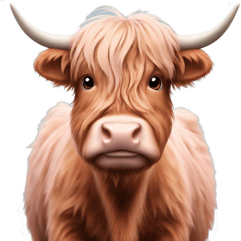 cute highland cow with pale pink biw emoji