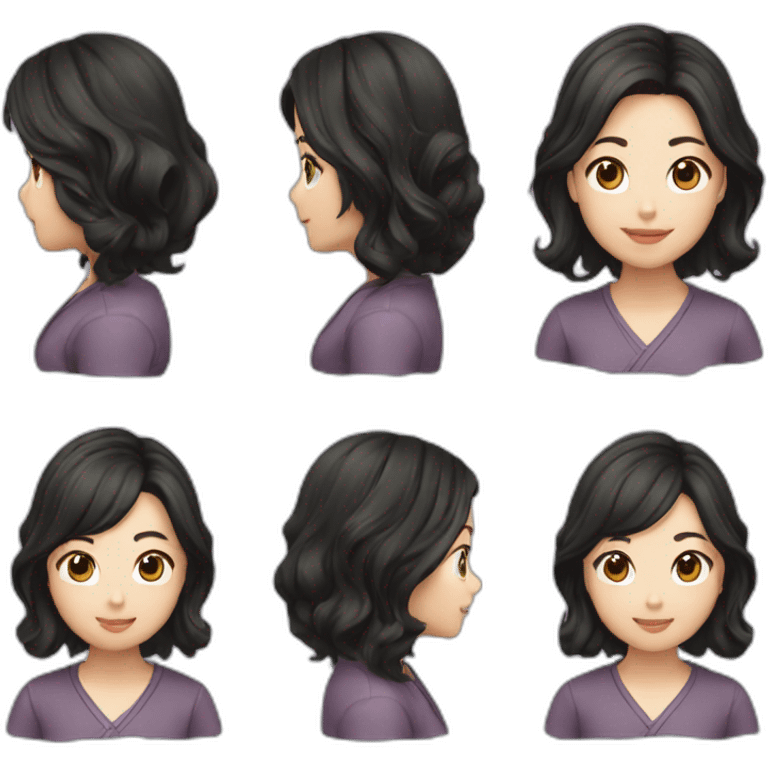 Japanese woman medium long waves hair emoji