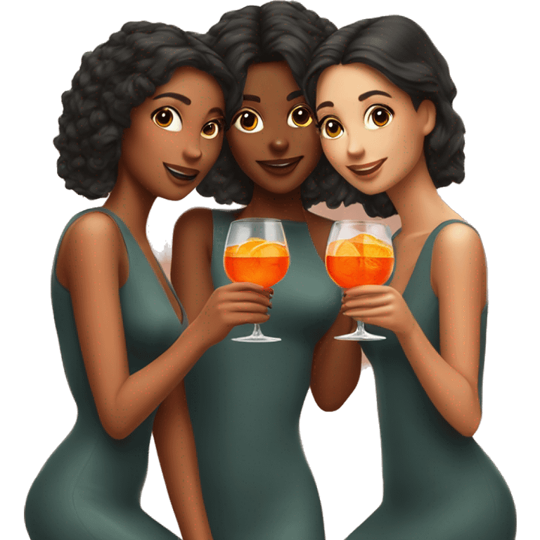 three beautiful girls drinking aperol emoji