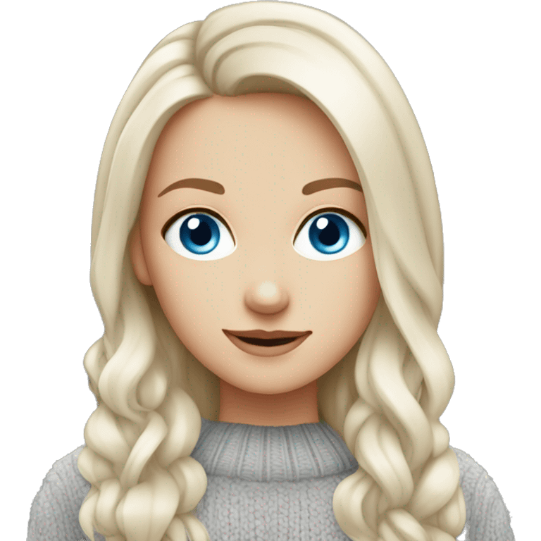 Pretty blue eyed white girl with grey sweater emoji