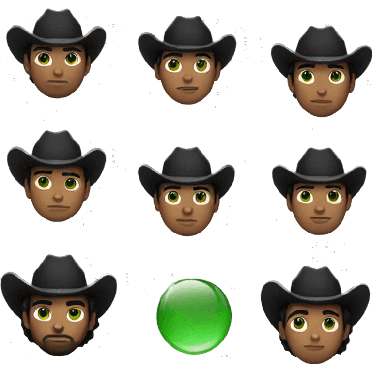 cowboy with black hair and green eyes emoji