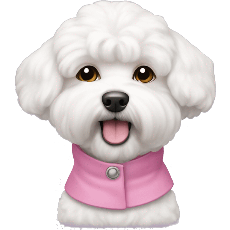 a bichon maltes with a pink coat emoji