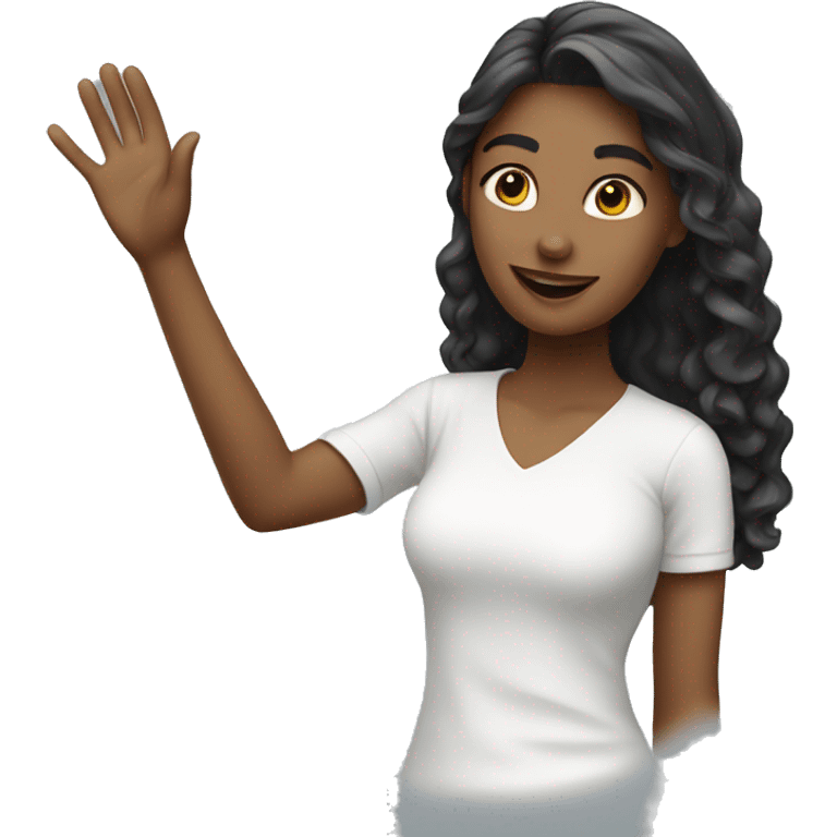 designer girl waving hi emoji