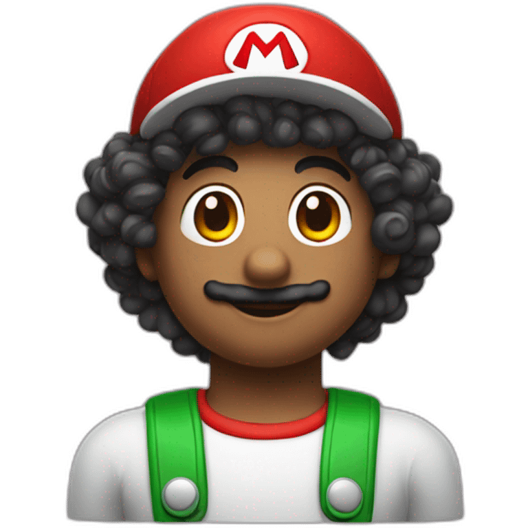 white skinned person with curly hair and super Mario cap emoji