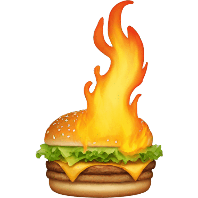 Burger on fire emoji