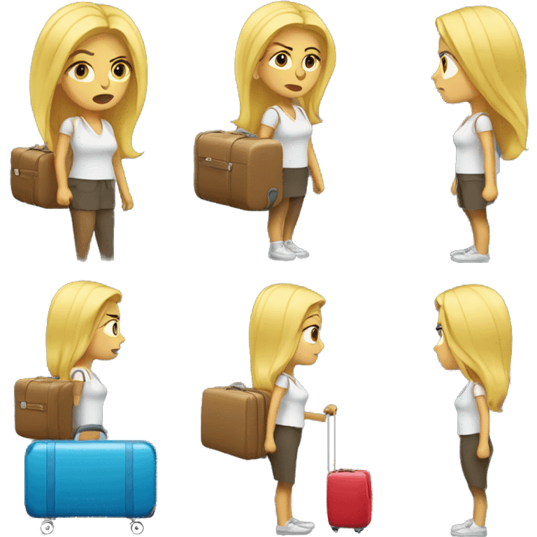 Blond Woman with luggage annoyed  emoji