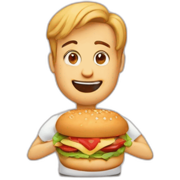 Man met een friekandelbroodje emoji