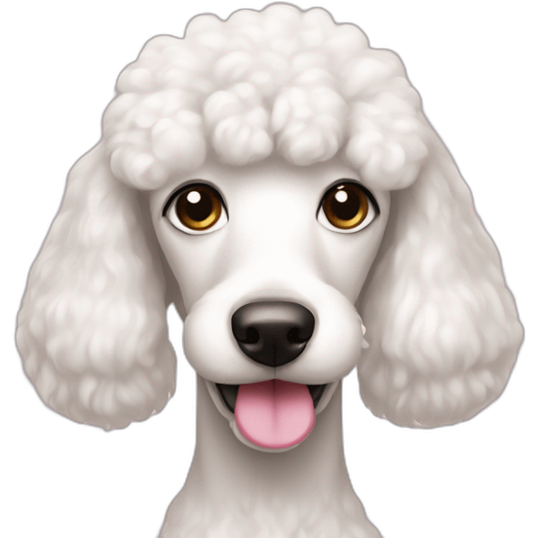 White poodle with pink nose and straight hair emoji