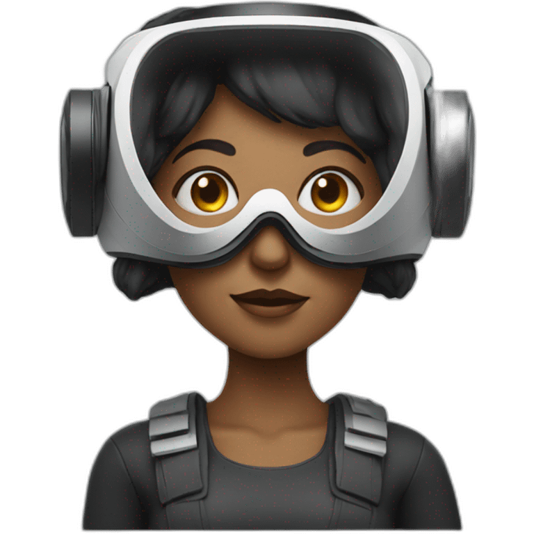 one woman wearing a futuristic vr headset emoji