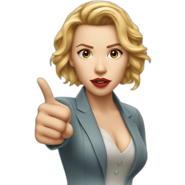 Scarlett Johansson pointing finger up emoji