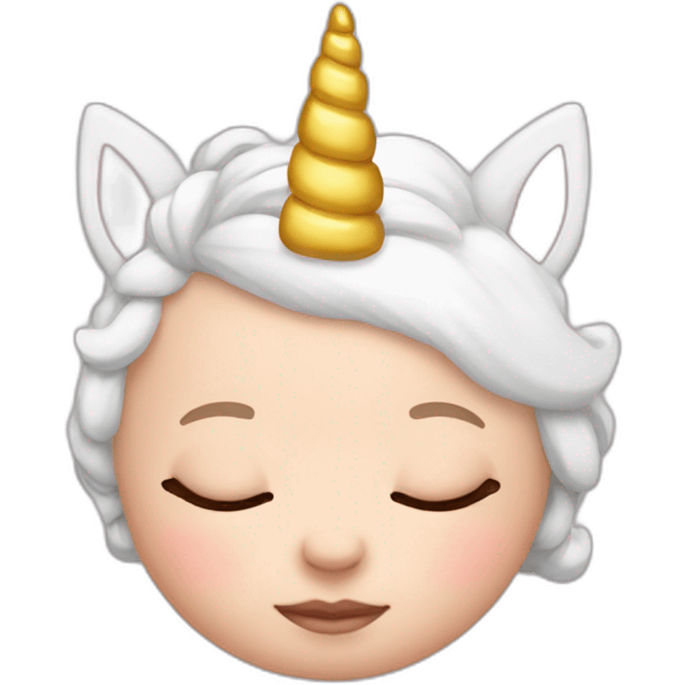 Sleeping white Newborn with unicorn headband emoji