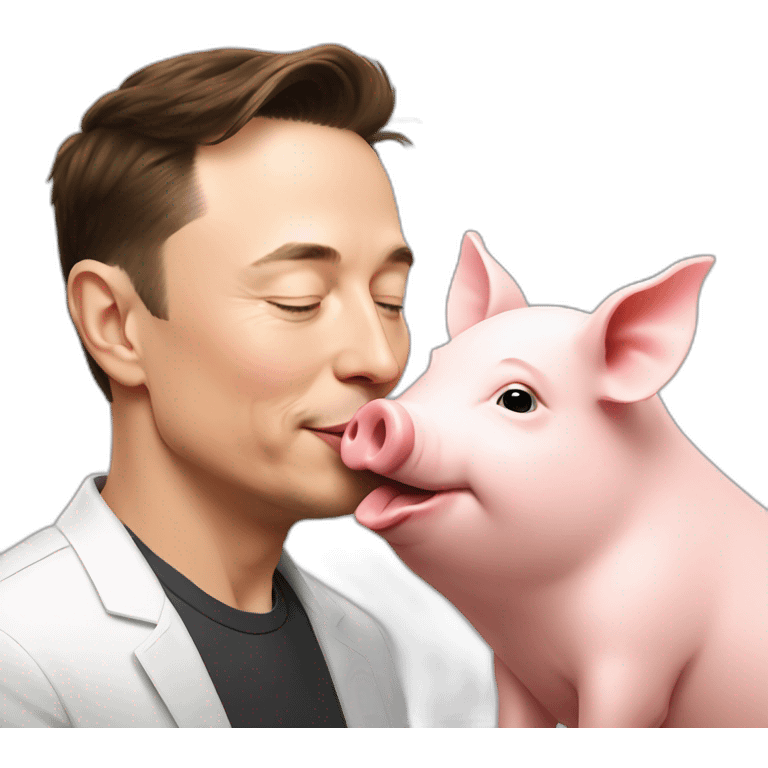 elon musk kissing a pig emoji