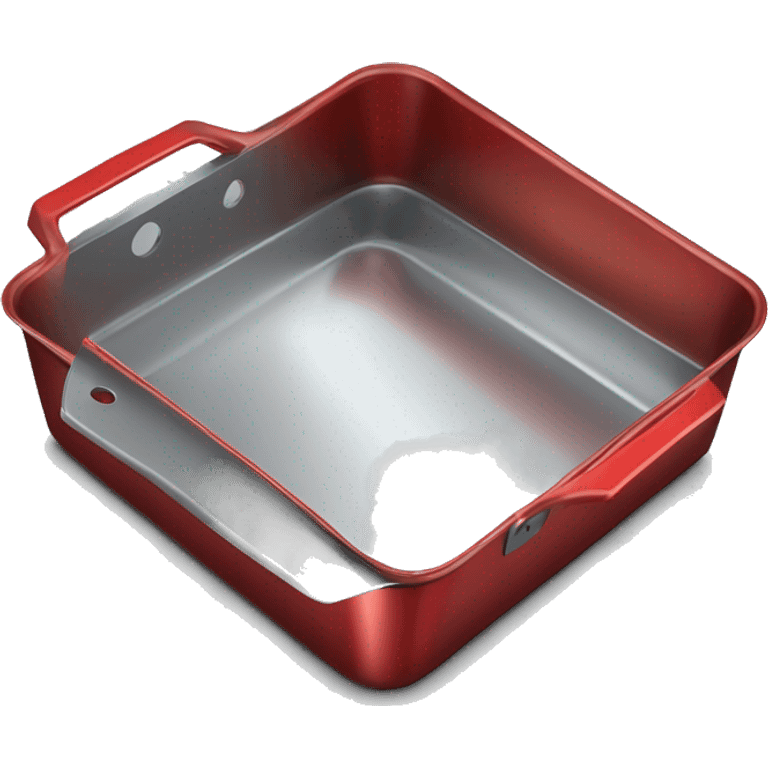 Realistic empty metallic red baking pan with handles emoji