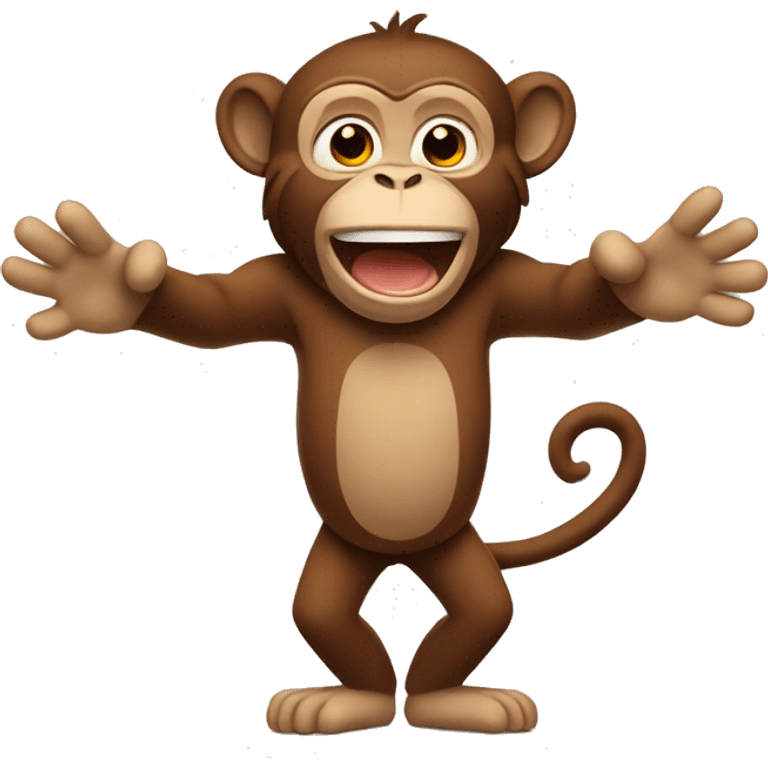 brown monkey with arms up and hands flat asking question emoji