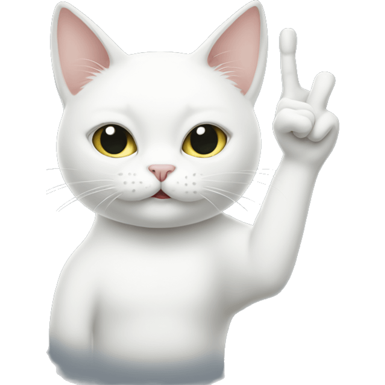 White cat with middle finger up emoji