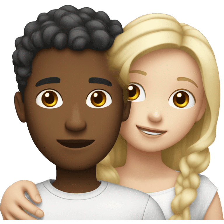 White skin adult with short straight blond hair hugging a teenager with white skin with curly brown hair  emoji