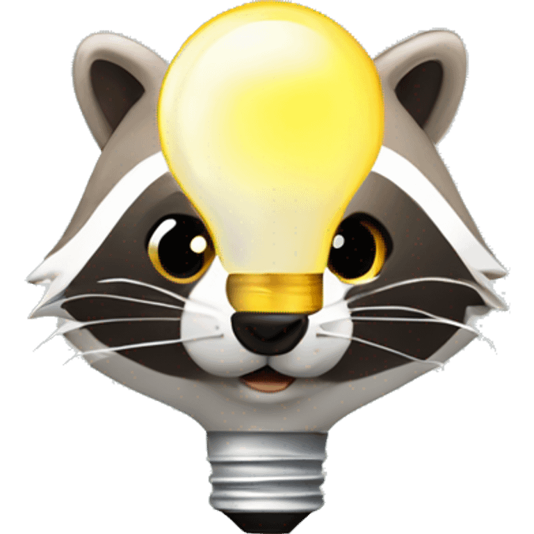 Light bulbs are flying around the raccoon's head emoji