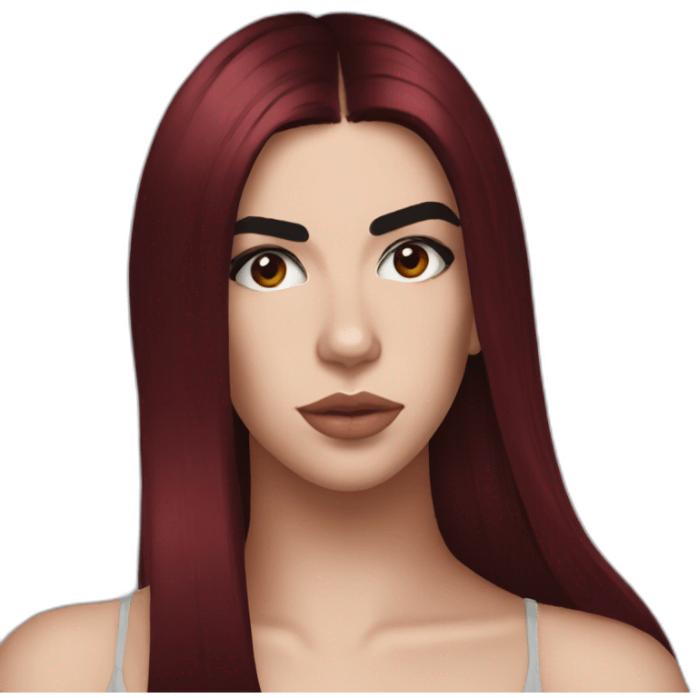 Dua Lipa with dark red hair emoji