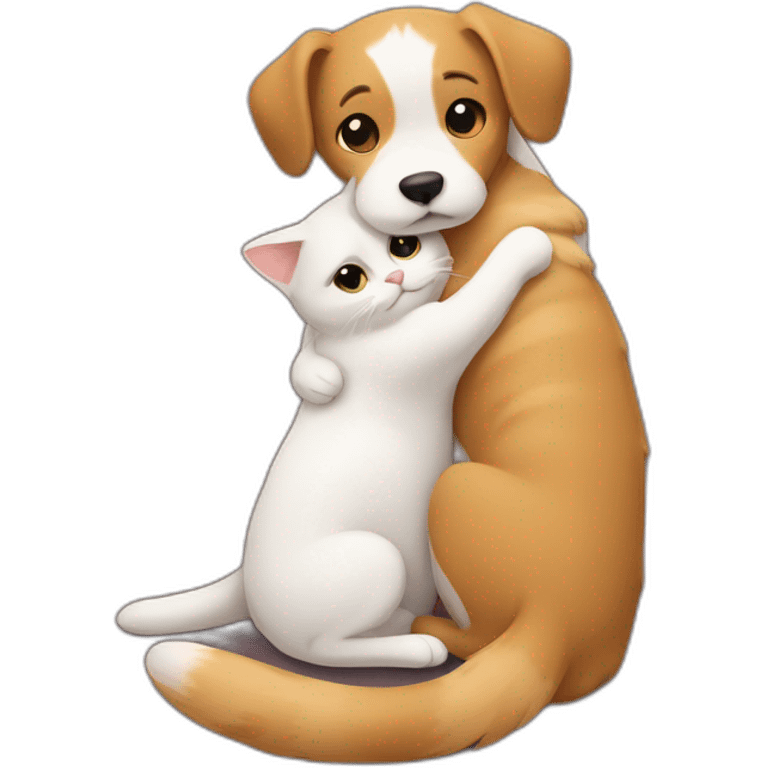 Cat hug a dog emoji