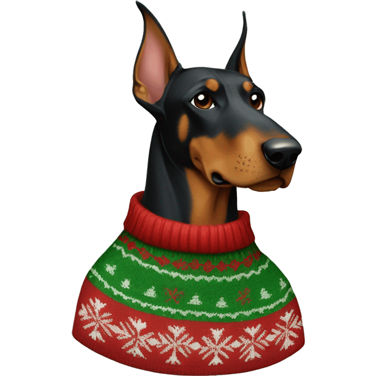 doberman in a christmas sweater emoji