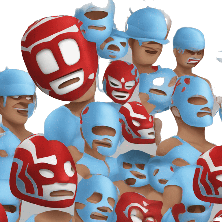 Red and powder blue lucha libre wrestler emoji