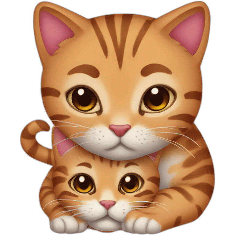 Cuddling tabby cats on Valentine’s Day  emoji