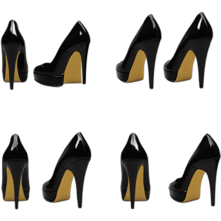 One view back Black Patent Leather Daffodile Platform Heels emoji