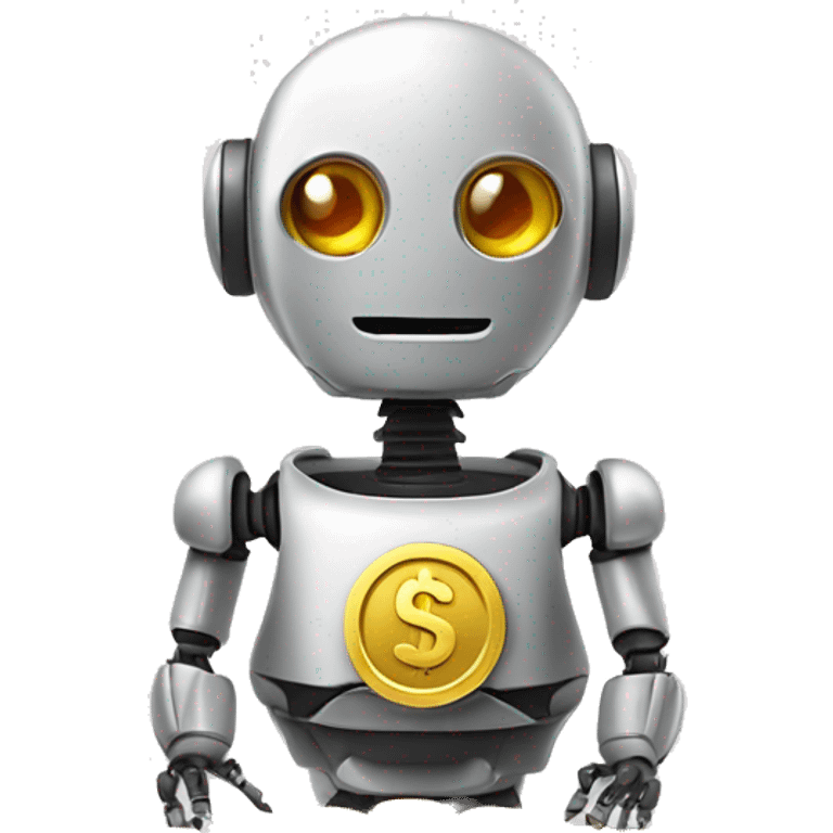 Cute robot with dollar coins emoji