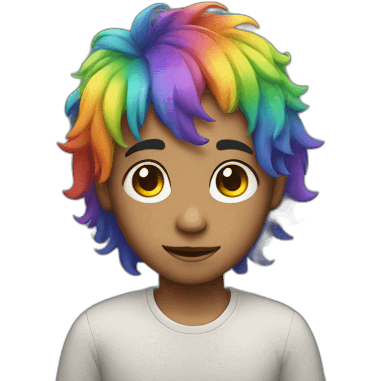 Boy with rainbow eyes and rainbow hair  emoji