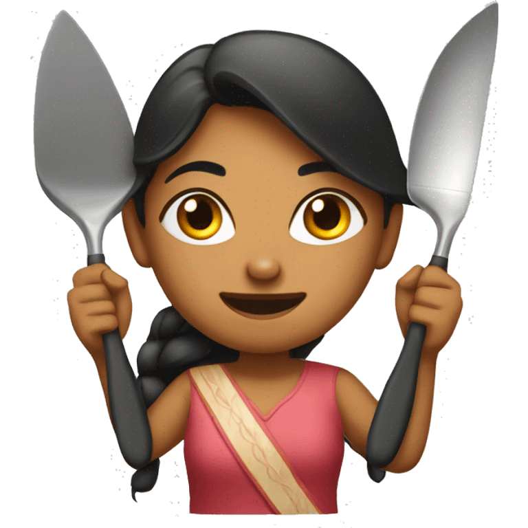 Indian girls fighting with spatulas  emoji